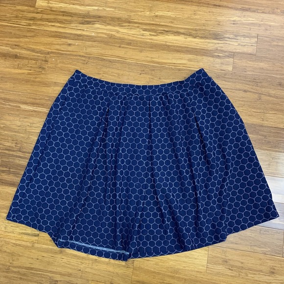 Leota Circle Print Skirt Womens Size 3X Navy‎ Pockets Stretch Elastic Waist NWT - Picture 1 of 8